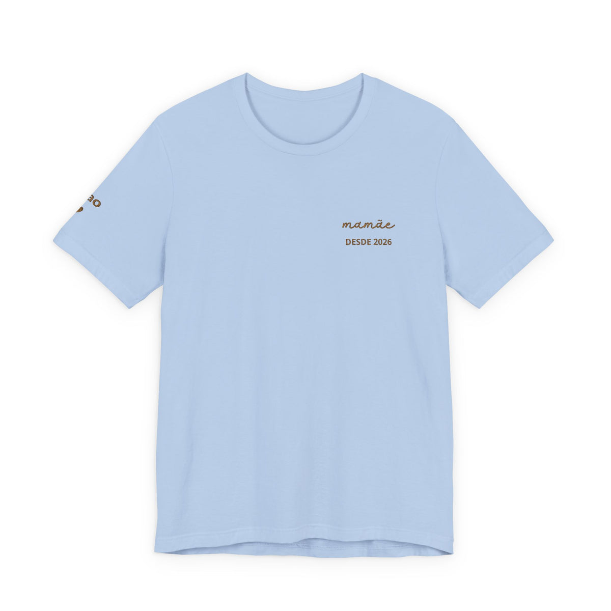 Camiseta Mamãe com Data Bordada no Peito e Nomes na Manga