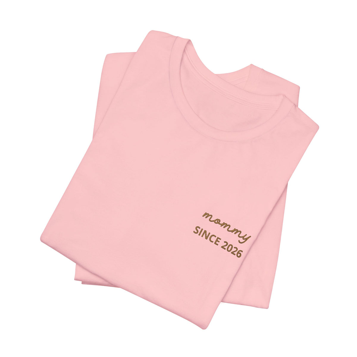 Tシャツ 名入れ ママ (設立年) 刺繍 ハート＆袖Tシャツ