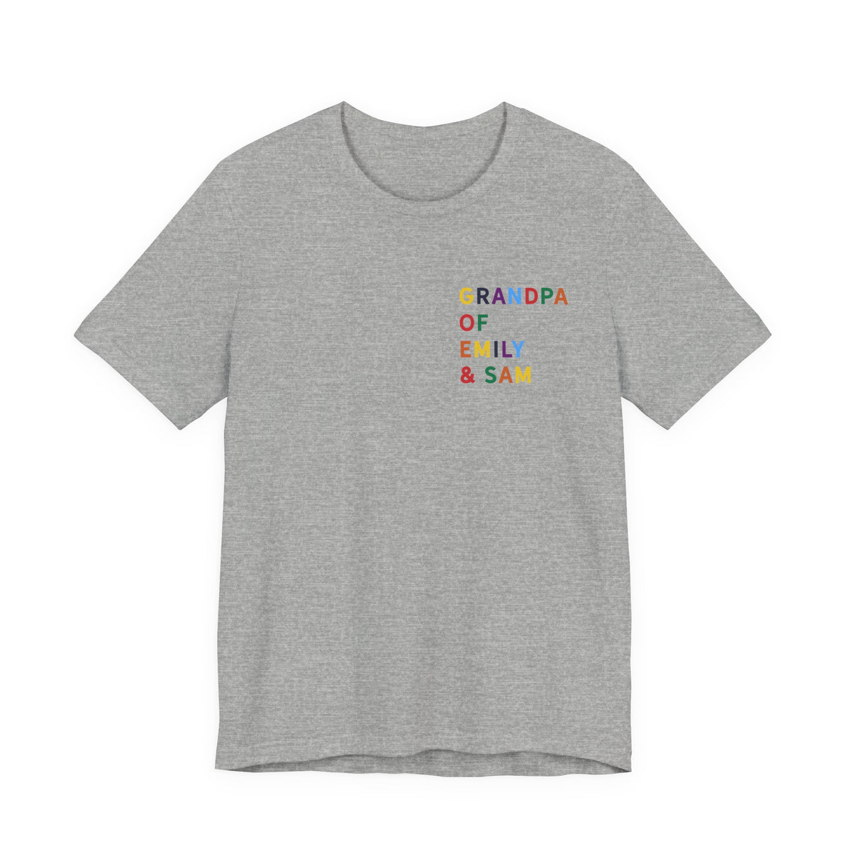 Grandpa Shirt with Multicolored Grandchildren's Names