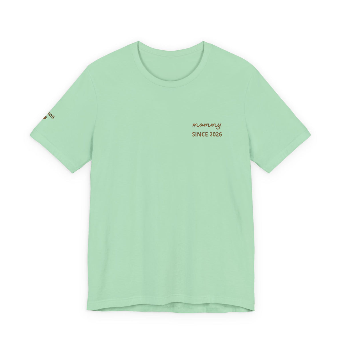 Tshirt Personalized Mom Est Embroidered Heart & Sleeve Tee