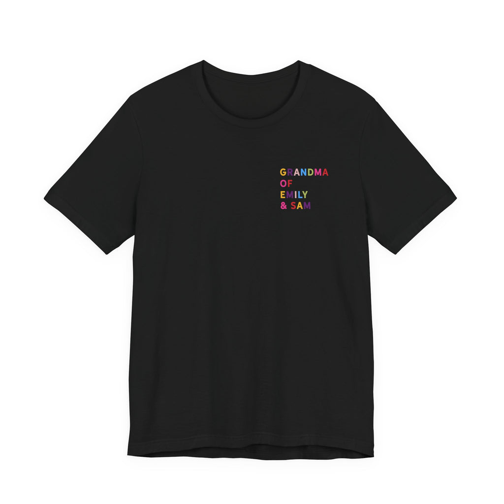 Grandma Shirt with Multicolored Grandchildren's Names