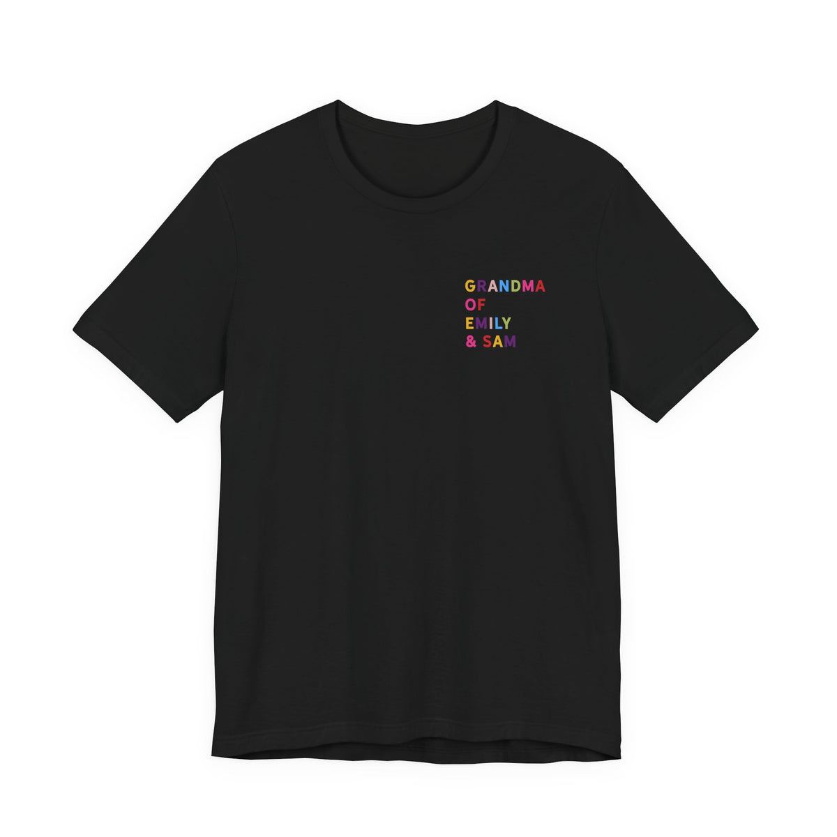 Grandma Shirt with Multicolored Grandchildren's Names