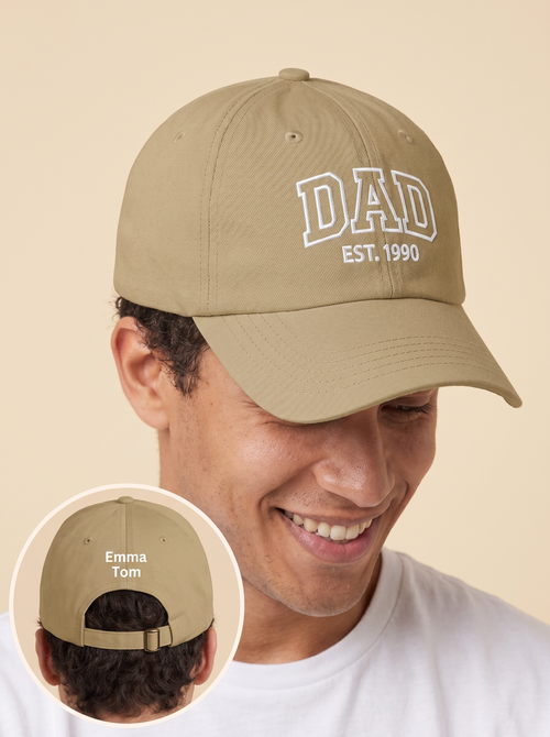 Cap Dad embroidered curved and children's names