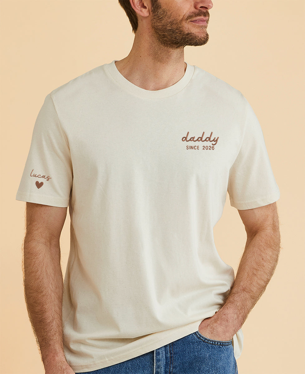 Personalized Dad Since T-Shirt Embroidered with Names