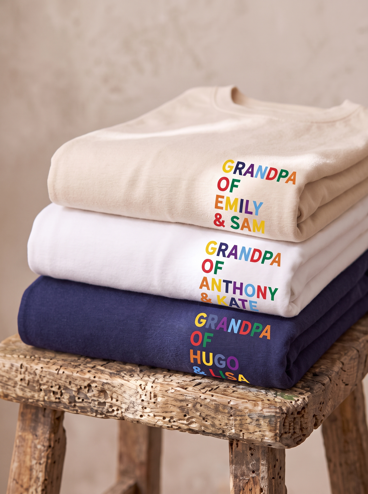 Grandpa Shirt with Multicolored Grandchildren's Names