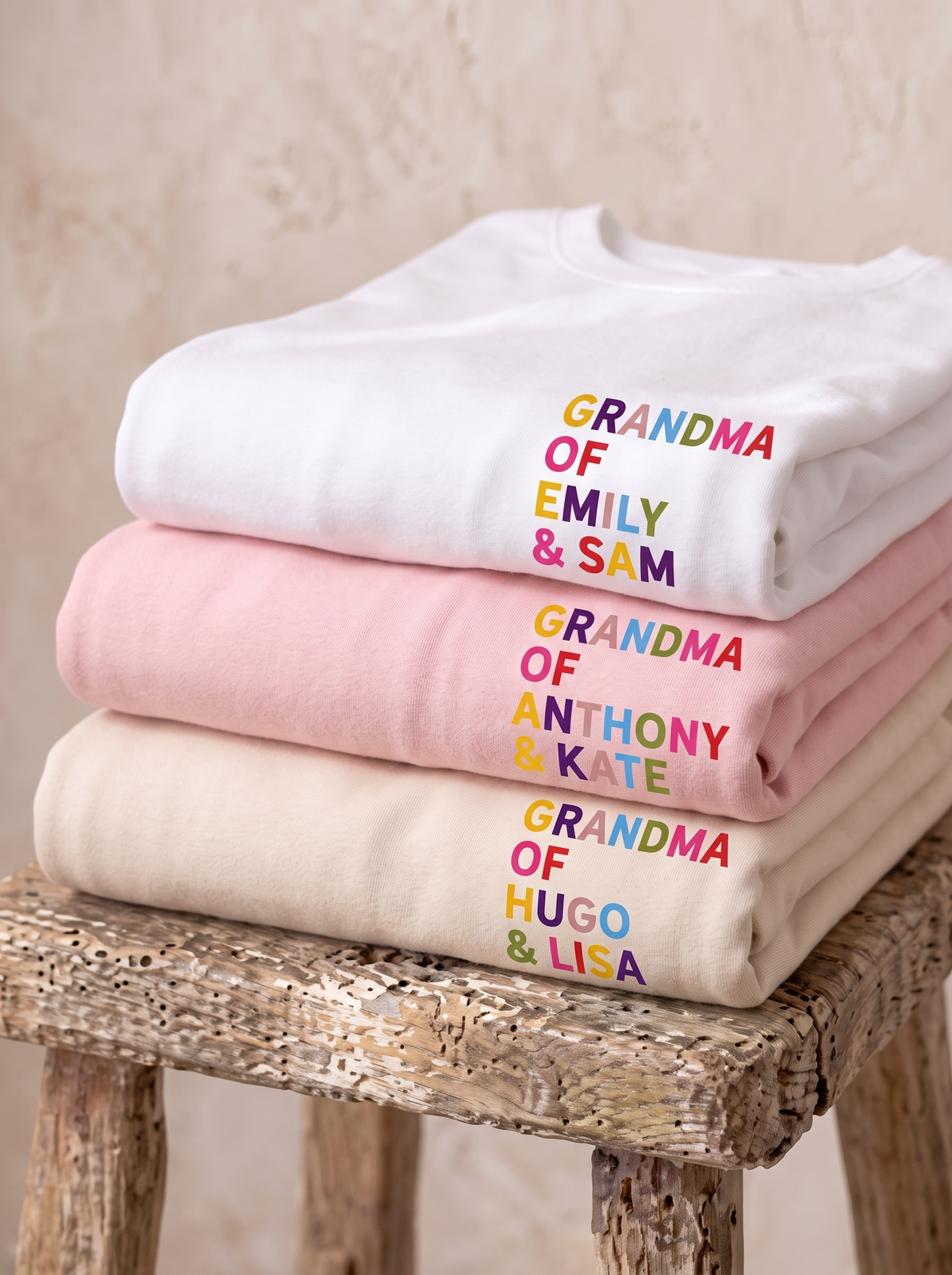 Grandma Shirt with Multicolored Grandchildren's Names